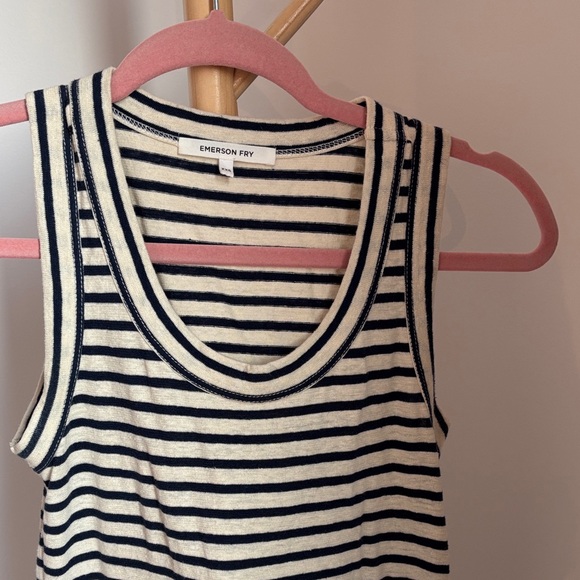 Emerson Fry Navy Blue and White Striped Midi Dress - Picture 4 of 6